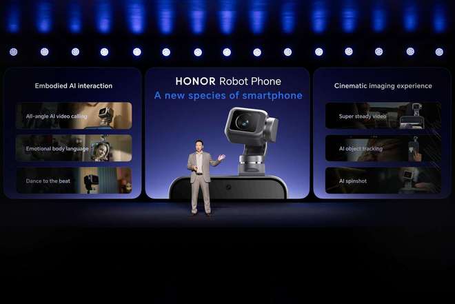 蓝狮娱乐官方:一口气发布机器人手机、折叠屏新旗舰、人形机器人,李健MWC炸场:荣耀要让AI长出手脚